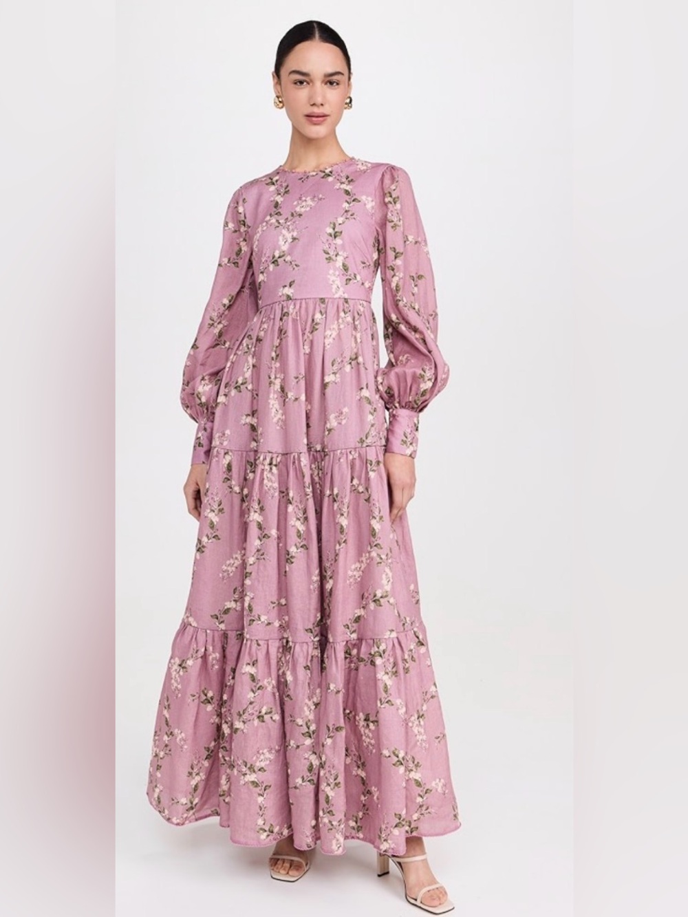 Agua by Agua Bendita Nuez Wisteria Dress Linen Maxi Whimsical Pink Small